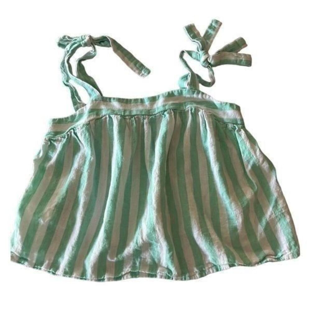 Target X Stoney Clover Lane Green White Striped Tie Strap Cropped Top Size Small